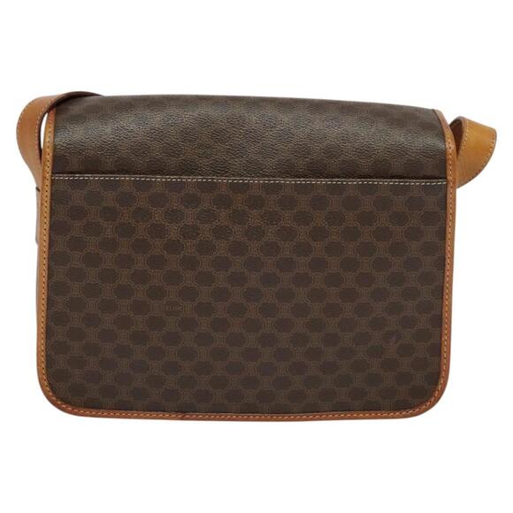 CELINE Macadam Canvas Shoulder Bag Pvc Leather Brown Gold - Picture 3 of 12